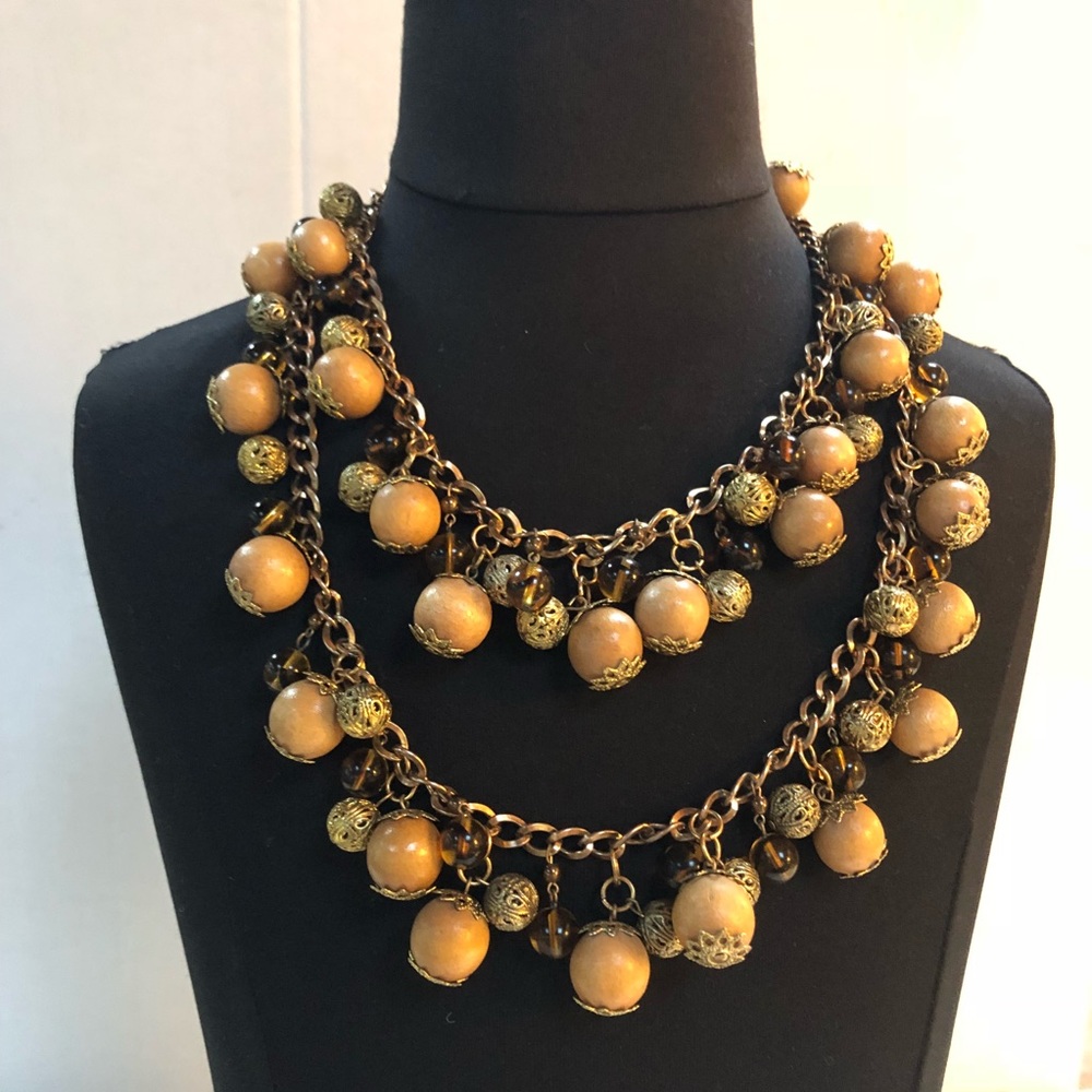 Two Strands Wood, Glass & Metal Beads Gift-worthy